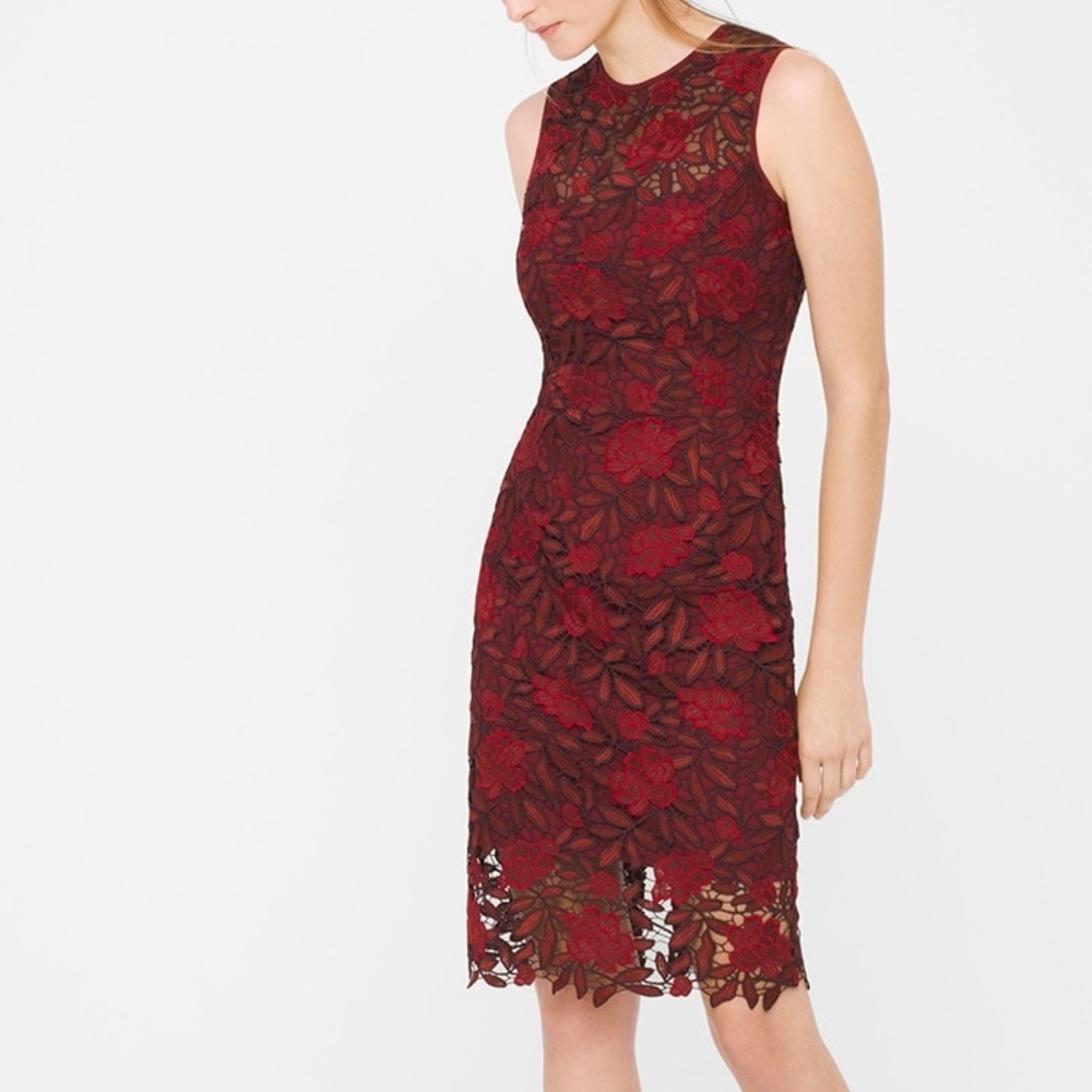 White House Black Market Tonal Lace Sheathe Ladies Dress NWT size 00